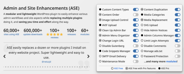 Admin and Site Enhancements (ASE) Pro